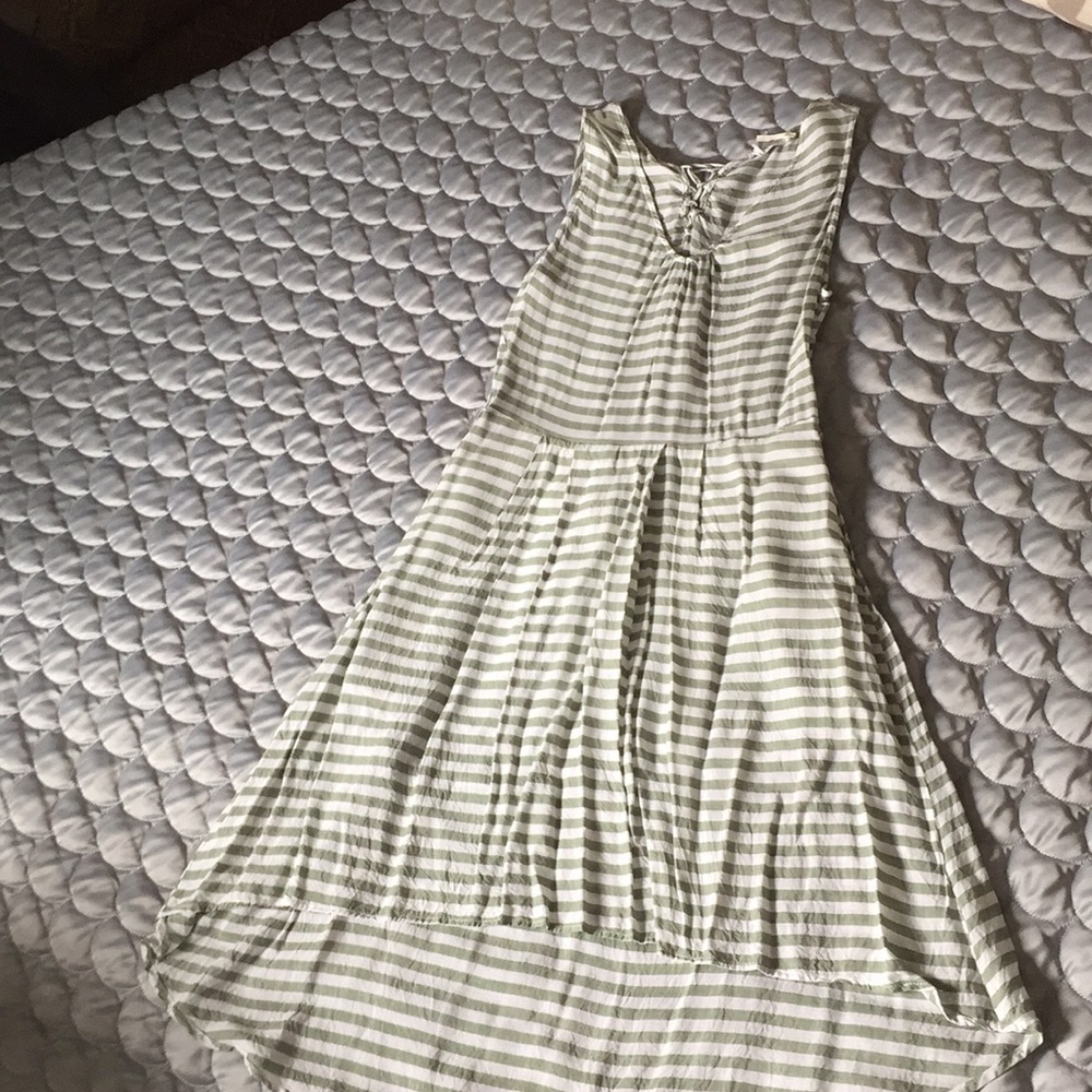 Green/white striped dress